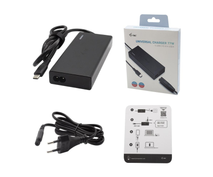 Zasilacz do laptopów i-tec Uniwersalny  USB-C PD 77 W (USB-C 65W USB-A 12W)